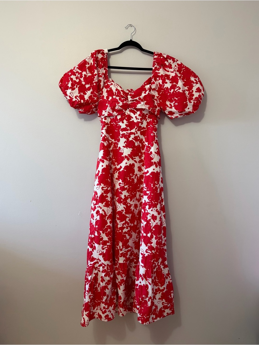 Free the Roses Floral Print Maxi Dress Red & White Floral